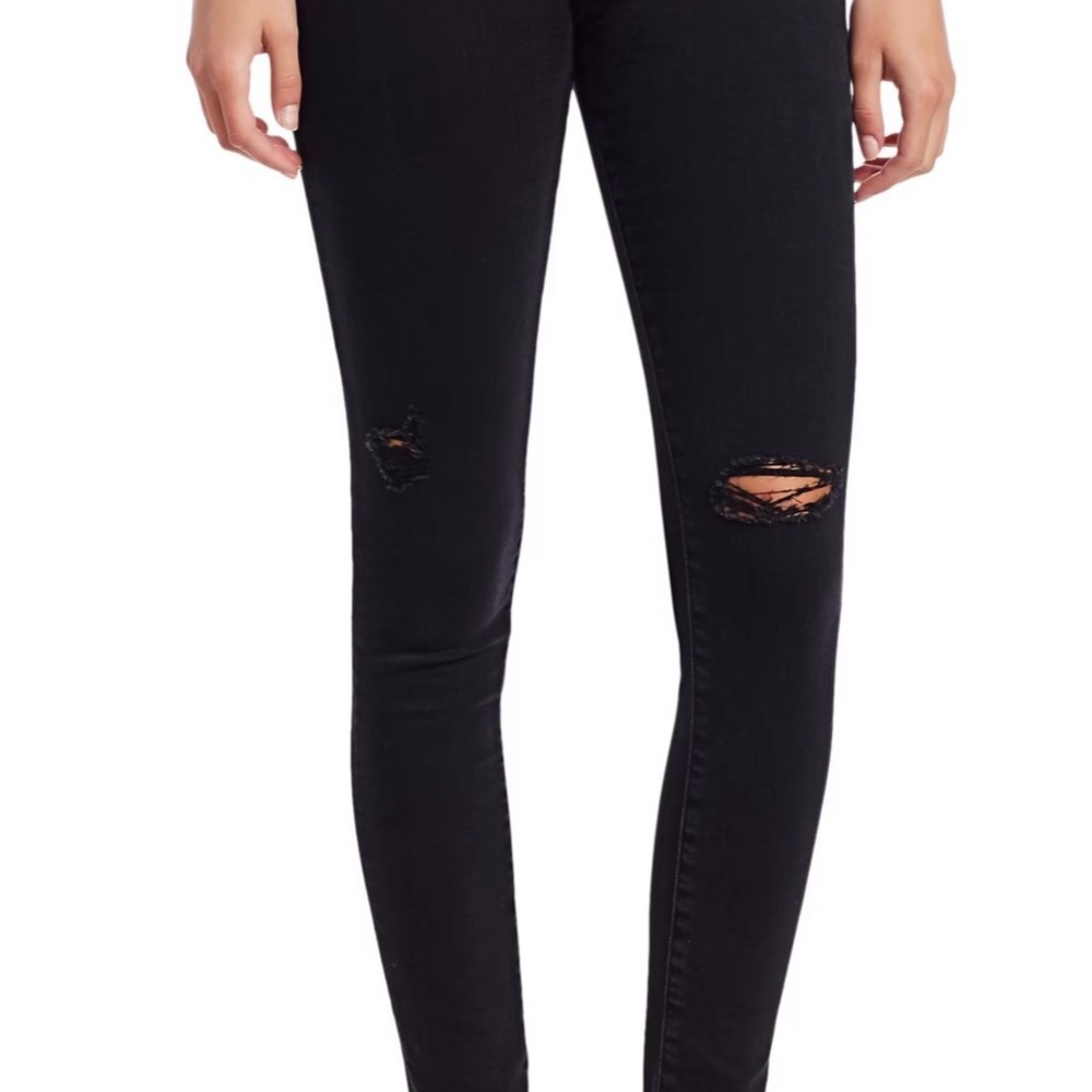 AG Adriano Goldschmied Black Distressed Farrah Skinny Jeans - High Rise
